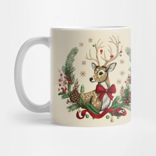 Christmas Reindeer embroidery style 06 Mug